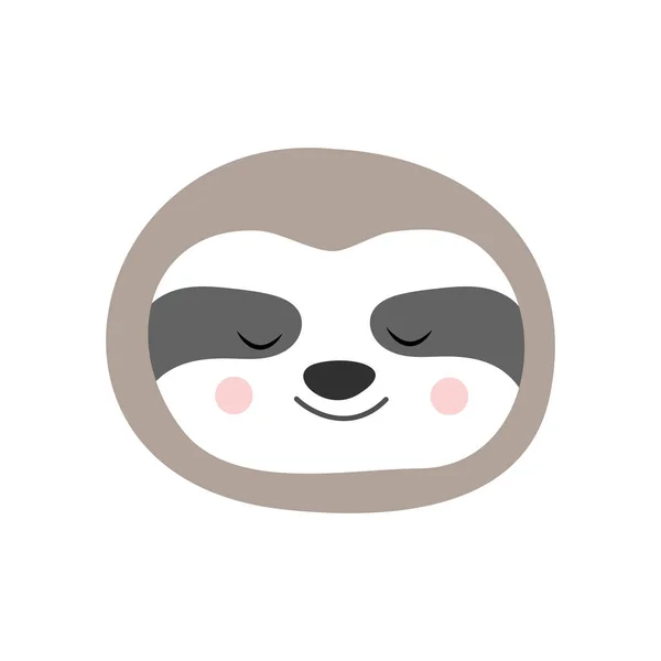 Cute uśmiechnięty leniwiec izolowany na białym tle. Kreskówkowe zoo. Ilustracja wektora. Plakaty do projektowania wyrobów dla dzieci w stylu skandynawskim. — Wektor stockowy