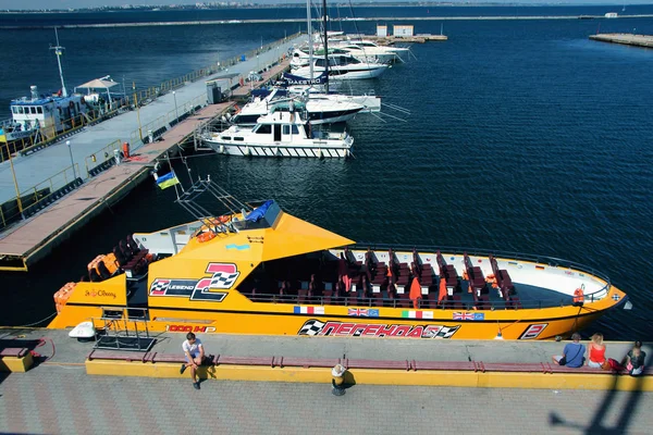 July 2018 Odessa Ukraine View Embankment Sea Terminal Pleasure Craft — Stock Photo, Image