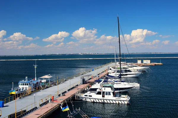 July 2018 Odessa Ukraine View Embankment Sea Terminal Pleasure Craft — Stock Photo, Image