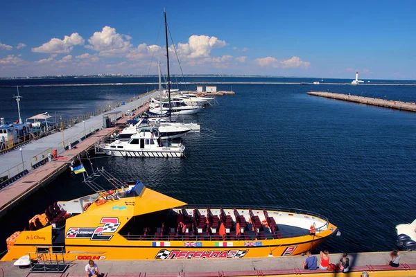 July 2018 Odessa Ukraine View Embankment Sea Terminal Pleasure Craft — Stock Photo, Image