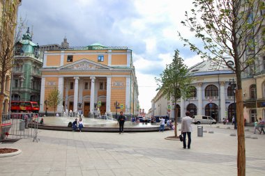 6 Temmuz 2018, Moskova, Rusya, görünümü Stock Exchange Meydanı ve kuru Çeşme