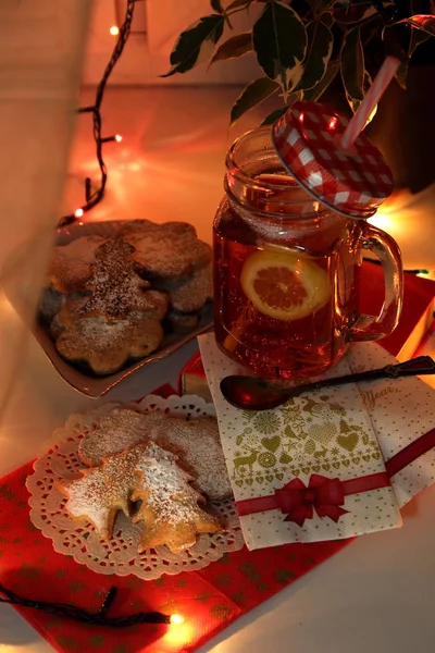 Kvälls Med Hembakade Kakor Nyårsafton — Stockfoto