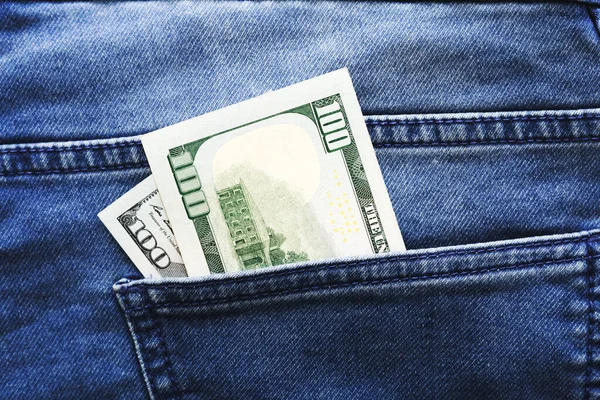 USA v kapse v džínách, zaostřená. — Stock fotografie