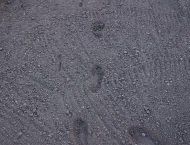 Bahçedeki düz zeminde çiğnendi. Yerde ayak izleri var..