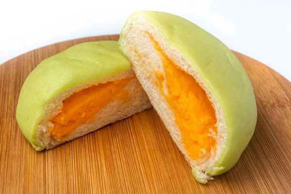 Japanese Snack - Green Melon Pan on wooden plate