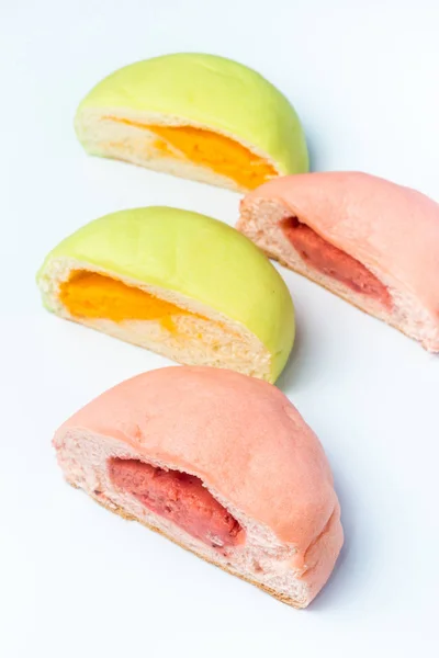 Japanese Snack - Colorful Melon Pan on white background — Stock Photo, Image