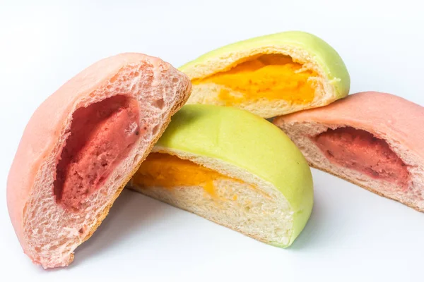 Japanese Snack - Colorful Melon Pan on white background