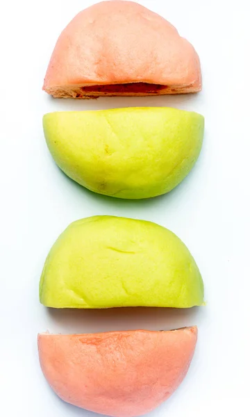 Japanse snack-kleurrijke meloen pan op witte achtergrond — Stockfoto