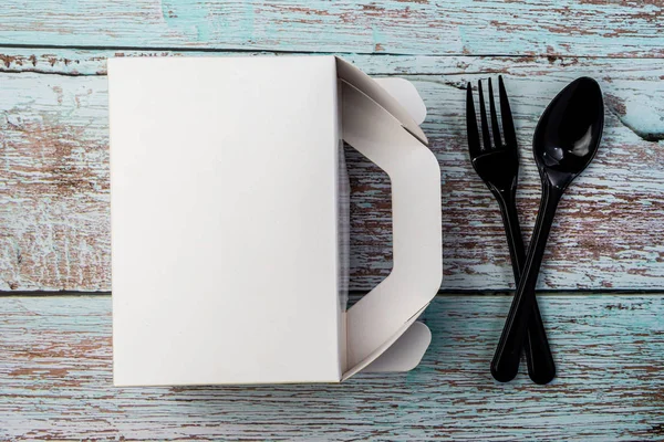 White Cardboard Fast Food Box, Packaging For Lunch with Plastic