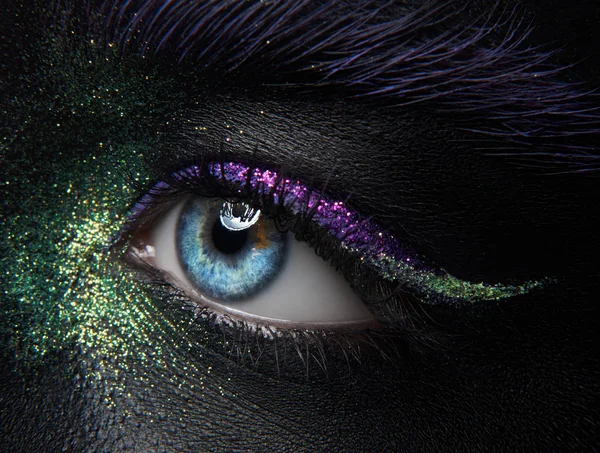 Makro Och Närbild Creative Make Tema Vackra Kvinnliga Ögon Med — Stockfoto