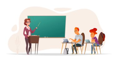 Öğrenciler veya başvuru sınıf. Öğretmen ders yol açar. Eğitim sürecinde kavramı.