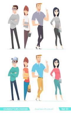Collection of charming young entrepreneurs or businessmen and managers. Business people standing togever. clipart