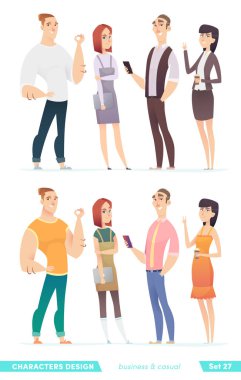 Büyüleyici genç girişimciler veya işadamları ve yöneticileri koleksiyonu. İş adamları ayakta togever.