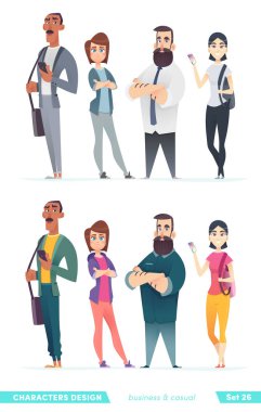 Collection of charming young entrepreneurs or businessmen and managers. Business people standing togever. clipart