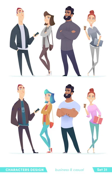 Collection of charming young entrepreneurs or businessmen and managers. Business people standing togever. — Stock Vector