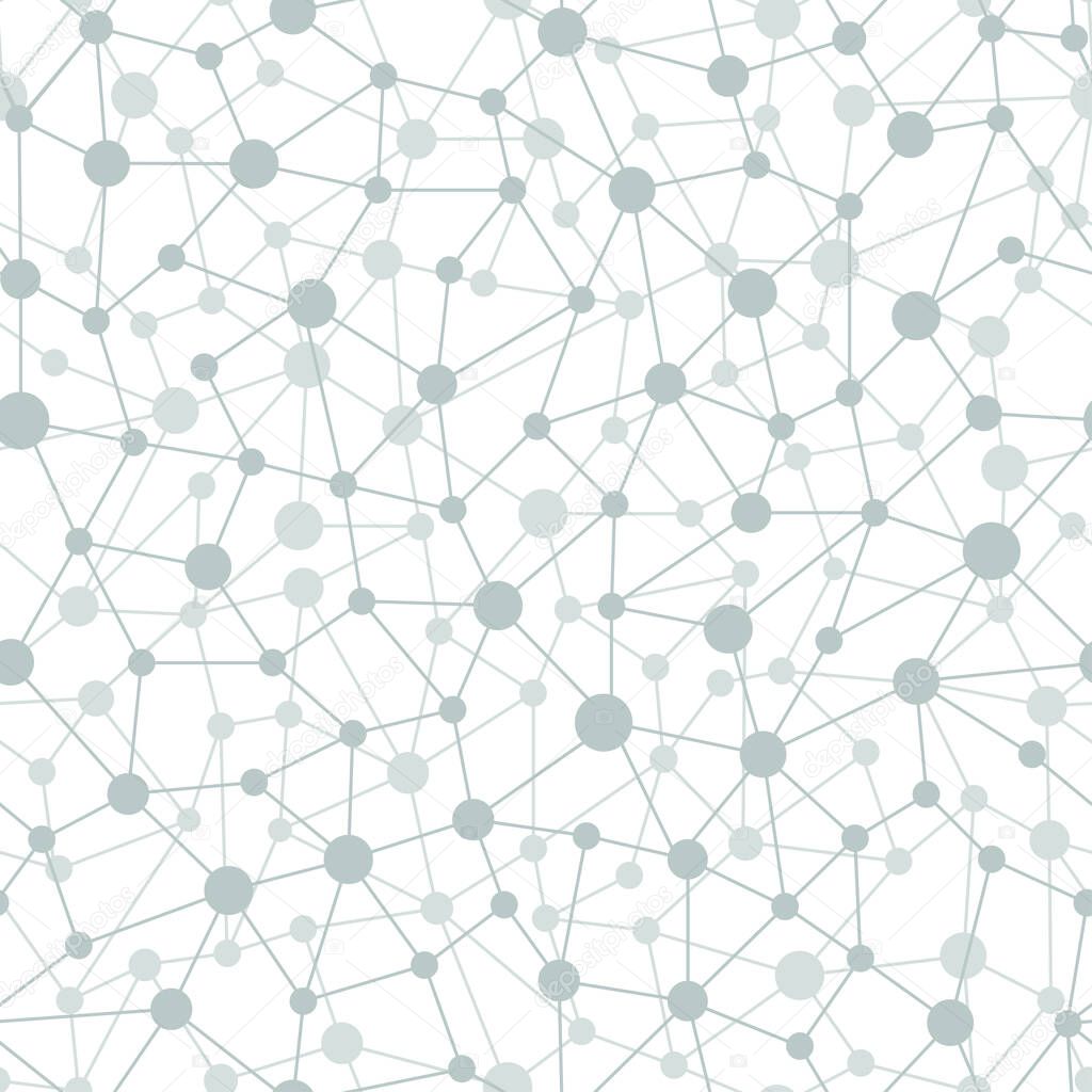 Neural network seamless pattern. Neural network of nodes and connections. Vector