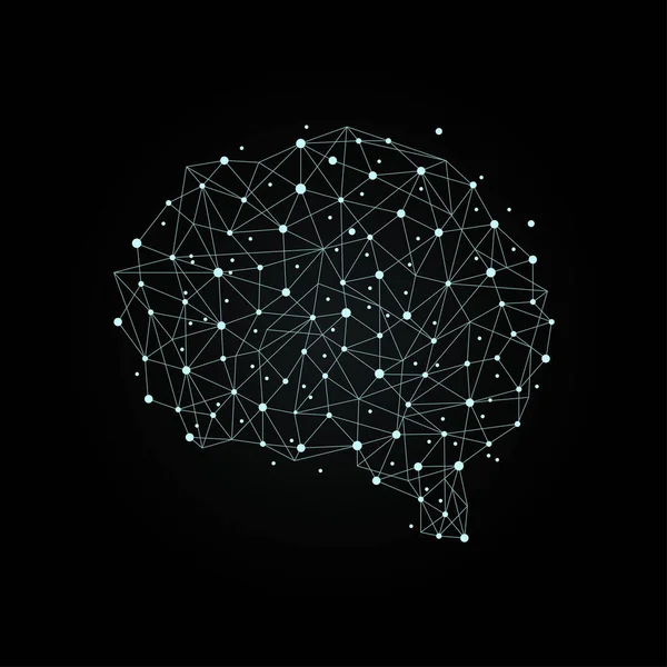 Cervello umano da nodi e connessioni come simbolo di pensiero. Rete neurale. Concetto vettoriale — Vettoriale Stock