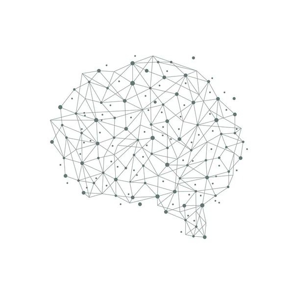 Human brain from nodes and connections as a symbol of thinking. Neural network. Vector concept — Stock Vector