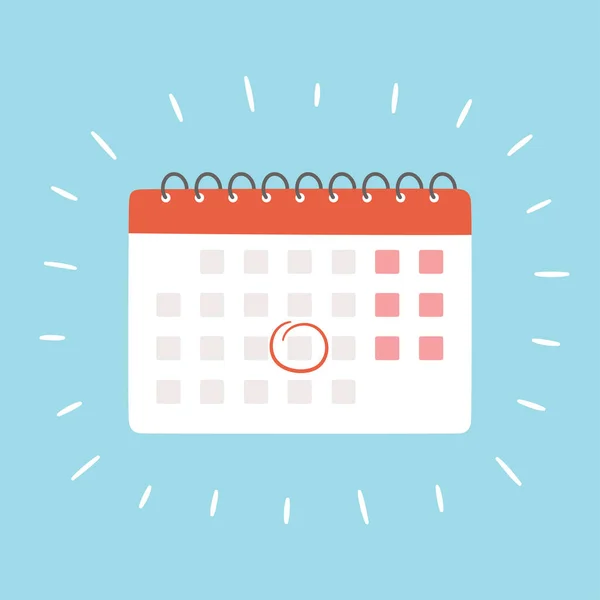 Calendario con fecha seleccionada. Ilustración vectorial — Vector de stock