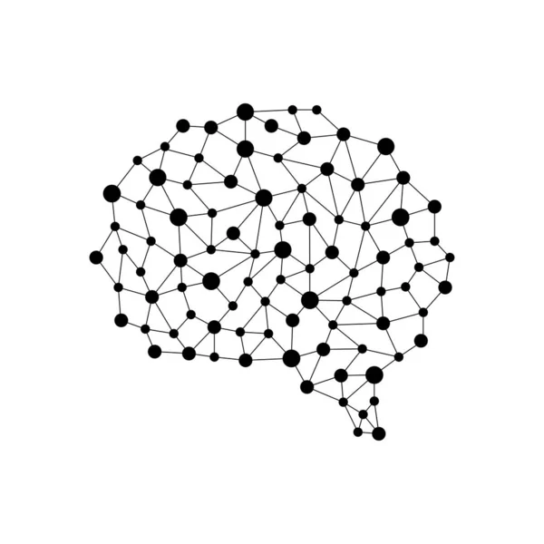 Human brain from nodes and connections as a symbol of thinking. Neural network. — Stock Vector