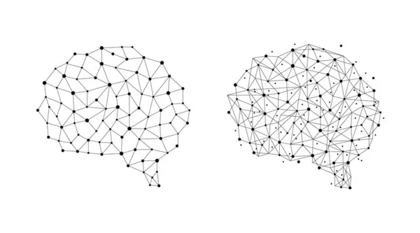 Cerebro humano de nodos y conexiones como símbolo del pensamiento. Red neuronal. Concepto vectorial — Vector de stock