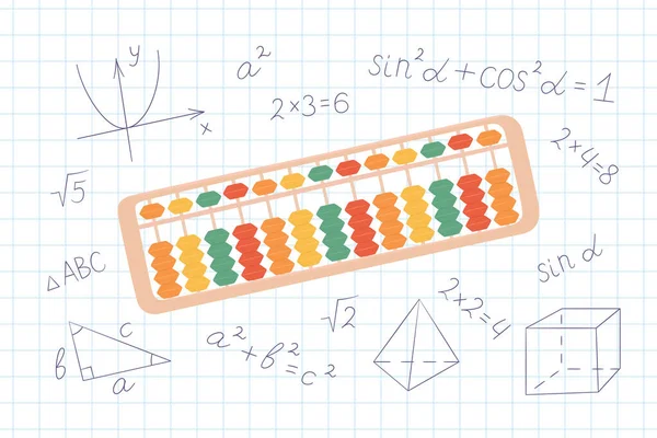 Çocuklar için zihinsel aritmetik öğrenmek için abaküs soroban. Japon zihinsel matematik sisteminin illüstrasyon kavramı.