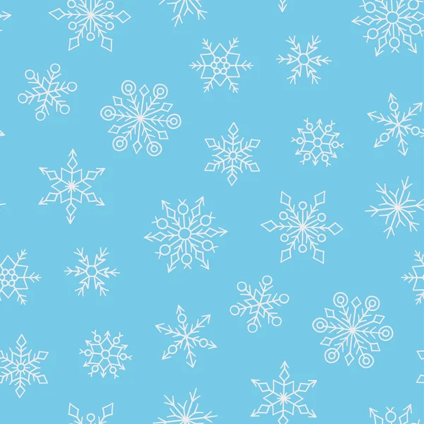 Naadloos patroon met wintersneeuwvlokken. Handgetekende sneeuwtextuur. Vectorillustratie — Stockvector