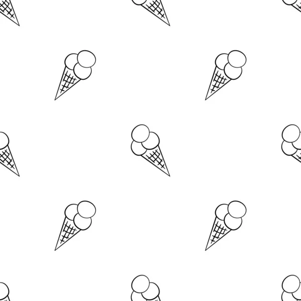 Παγωτό, Εσκιμώος, χωνάκι βάφλας. Απρόσκοπτη μοτίβο σε doodle και στυλ κινουμένων σχεδίων σε ροζ φόντο — Διανυσματικό Αρχείο