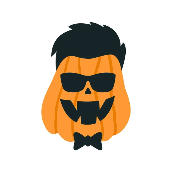 Halloweenpompoen in de vorm van een hipster met bril. Vectorillustratie — Stockvector