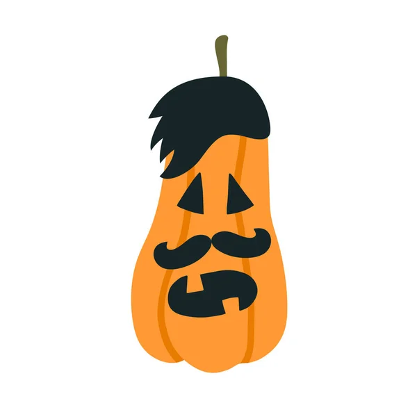 Halloween hippe pompoenen met snor. Vectorillustratie — Stockvector