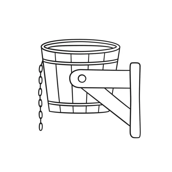 Enxaguar com água fria. Balde para procedimentos de endurecimento. Ilustração vetorial desenhada à mão —  Vetores de Stock