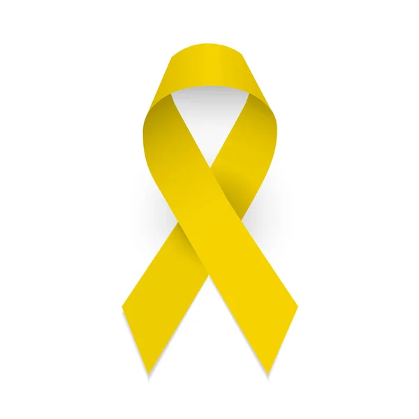 Ruban de sensibilisation jaune. Spina bifida et symbole de sensibilisation au cancer chez les enfants. Illustration vectorielle isolée — Image vectorielle