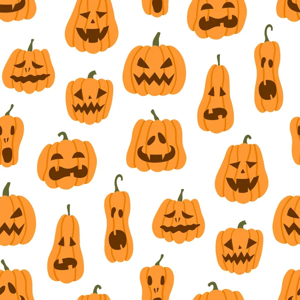 Halloween dynia bezszwowy wzór. Ilustracja wektora narysowanego ręcznie — Wektor stockowy