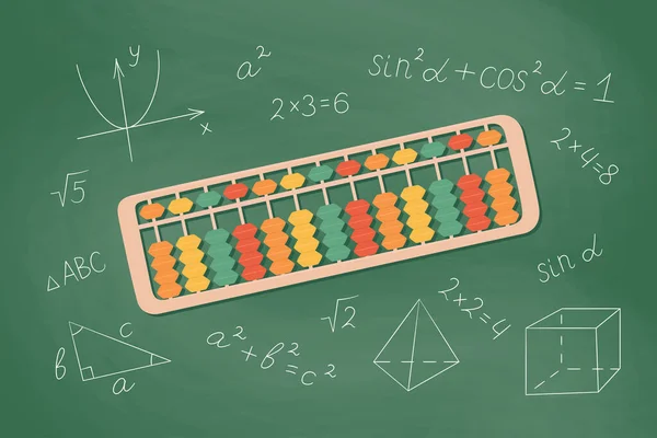 Çocuklar için zihinsel aritmetik öğrenmek için abaküs soroban. Japon zihinsel matematik sisteminin illüstrasyon kavramı. — Stok Vektör