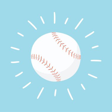 Parlak beyzbol topu. Spor kartı. El çizimi vektör illüstrasyonu