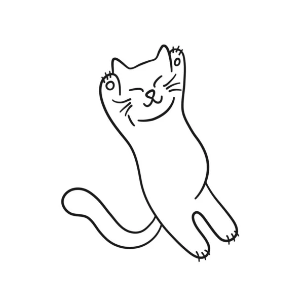Tidur kucing. Kucing lucu dengan gaya corat-coret. Ilustrasi vektor gambar tangan - Stok Vektor