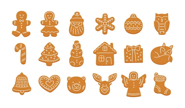 Conjunto de galletas de jengibre lindo para Navidad — Archivo Imágenes Vectoriales