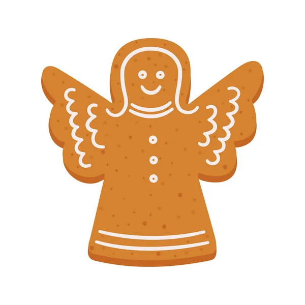 Biscoitos de gengibre de Natal em forma de anjo — Vetor de Stock