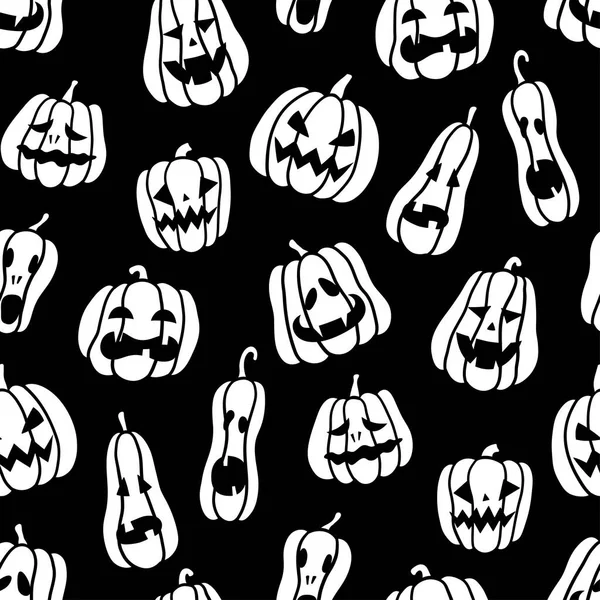 Halloween pompoenen. Zwart en wit naadloos patroon. — Stockvector