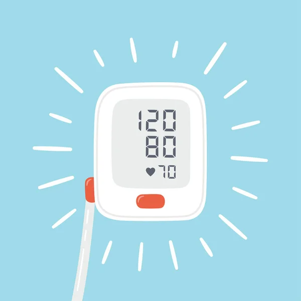 Orvosi tonométer és optimális vérnyomás. Elektronikus vérnyomásmérő. — Stock Vector