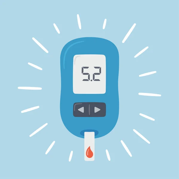 Przenośny glukometer o normalnych wartościach. Badanie poziomu glukozy we krwi. Odczyty cukru we krwi. Kontrola i diagnostyka cukrzycy. — Wektor stockowy