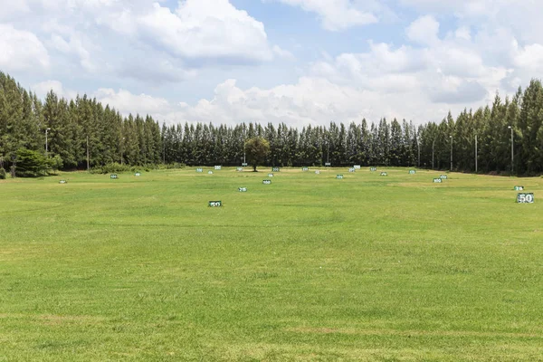 Vista Los Letreros Del Patio Del Campo Golf Para Practicar —  Fotos de Stock