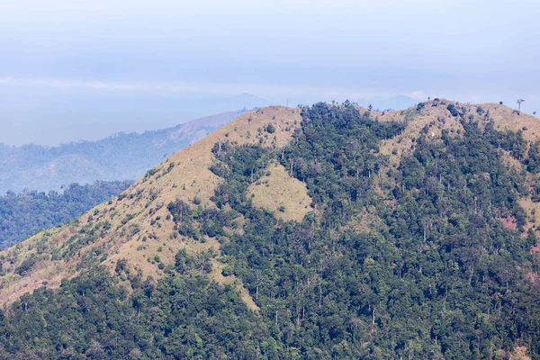 High View Deforestation Farming Slope Rainforest Mountain Blue Sky — Stock Photo, Image