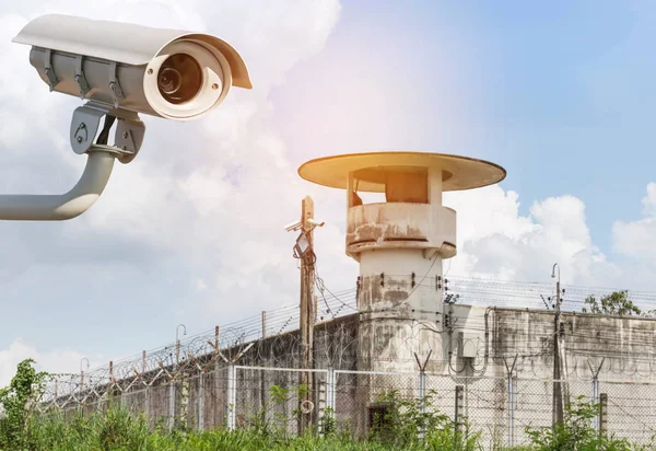 Cctv Säkerhet Kameran Eller Övervakning Operativsystemet Prison Guard Tower — Stockfoto