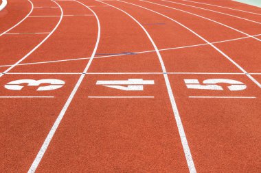        Boş atletik eğrisi koşu parkuru şerit doku ile sayı Stadyumu