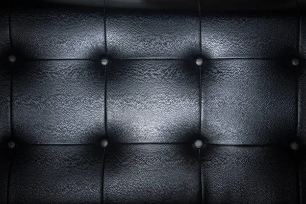 Cerrar Sofá Negro Vintage Cuero Buttoned Sillón Textura Fondo — Foto de Stock