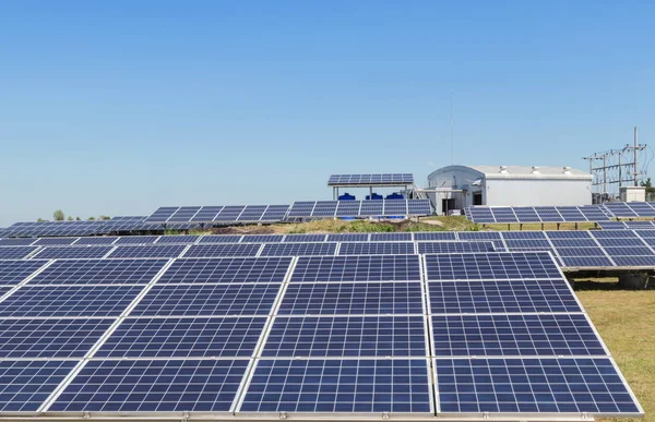 Solar panels or solar cells or photovoltaics in solar power station is power production technology renewable green clean energy energy efficiency from the sun