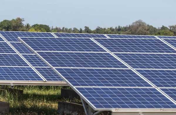 Rangées Cellules Solaires Photovoltaïques Dans Centrale Solaire Alternative Propre Efficacité — Photo