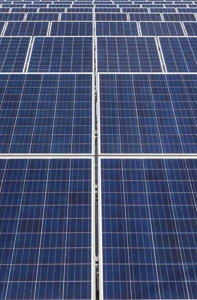 Close Rows Array Solar Cells Photovoltaics Solar Power Station Alternative — Stock Photo, Image
