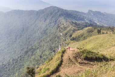 Sabahki manzara manzarası Phu Chi Fa Dağları Ulusal Parkı Chiang Rai, Tayland 